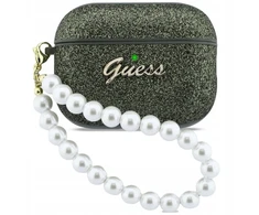 „Guess“ blizgantis perlų dirželio dėklas, skirtas „AirPods Pro 3“ ausinėms – juodas ir blizgučiai