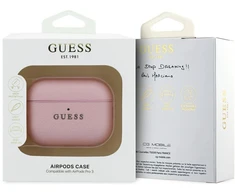 „Guess“ grūdėtas klasikinis logotipo dėklas, skirtas „AirPods Pro 3“ ausinėms - Rožinė