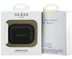„Guess Grained Classic Logo“ dėklas, skirtas „AirPods Pro 3“ ausinėms - juodas