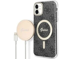 Apple iPhone 11 Guess dėklas 4G Print MagSafe + Belaidis Įkroviklis (GUBPP13XH4EACSW) juodos spalvos