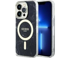 Guess GUHMP14XPCUMAK Apple iPhone 14 Pro Max 6.7″ juodos spalvos kietas dėklas Marble MagSafe