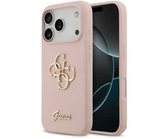 Guess Silicone Big 4G Script dėklas iPhone 17 Pro rožinės spalvos
