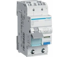 Hager RCBO Liekamosios srovės grandinės pertraukiklis su viršsrovės elementu. 1P+N 6kA B 16A/30mA A tipo QC (ADS916D)