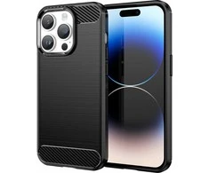 Hurtel Carbon Apple iPhone 14 Pro Max flexible gel back dėklas telefonui juodos spalvos