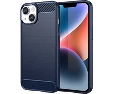 Hurtel Carbon Apple iPhone 14 flexible gel back dėklas telefonui mėlynos spalvos