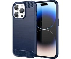 Hurtel Carbon Apple iPhone 14 Pro Max flexible gel back dėklas telefonui mėlynos spalvos