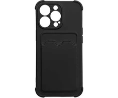 Hurtel Card Armor Pouch Samsung Galaxy A22 4G Card Wallet silikoninis Armor Air Bag dėklas telefonui juodos spalvos
