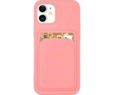 Hurtel Card silikoninis dėklas skirtas Samsung Galaxy S22 + (S22 Plus), rožinis