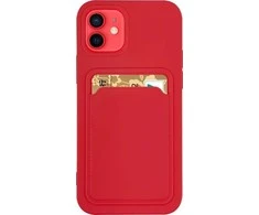 Hurtel Card silikoninis dėklas skirtas iPhone 12 Pro Max, raudonas