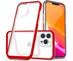 Hurtel Clear dėklas skirtas iPhone 13 Pro Max, raudonas