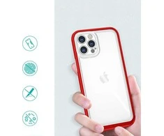 Hurtel Clear dėklas skirtas iPhone 12 Pro, raudonas
