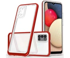 Hurtel Clear dėklas skirtas Samsung Galaxy A03s (166), raudonas