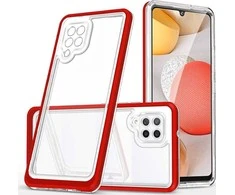 Hurtel Clear dėklas skirtas Samsung Galaxy A42 5G, raudonas