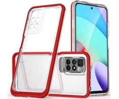 Hurtel Clear dėklas skirtas Xiaomi Redmi 10, raudonas