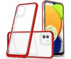 Hurtel Clear dėklas skirtas Samsung Galaxy A03, raudonas