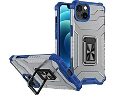 Dėklas Hurtel Crystal Ring Kickstand Tough Rugged Cover Apple iPhone 13 mini mėlynos spalvos