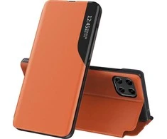 Hurtel Eco Leather View dėklas skirtas Samsung Galaxy A22 4G, oranžinis