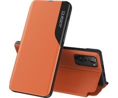 Hurtel Eco Leather View dėklas skirtas Xiaomi Redmi K40 Pro+ / K40 Pro / K40 / Poco F3, oranžinis