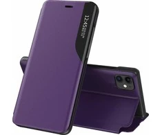 Hurtel Eco Leather View dėklas skirtas iPhone 13 mini, violetinis