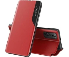 Hurtel Eco Leather View dėklas skirtas Xiaomi Redmi K40 Pro+ / K40 Pro / K40 / Poco F3, raudonas