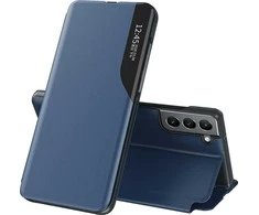 Hurtel Eco Leather View dėklas skirtas Samsung Galaxy S22 + (S22 Plus), mėlynas