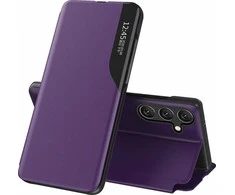 Hurtel Eco Leather View Case elegant su piniginės ir stovelio funkcionalumu Samsung Galaxy A26 – dėklas telefonui violetinės spalvos