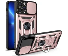 Hurtel Hybrid Armor Camshield dėklas skirtas iPhone 13 Pro Max, rožinis