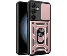 Hurtel Hybrid Armor Camshield su stoveliu ir kameros dangteliu Samsung Galaxy A56 – dėklas telefonui rožinės spalvos
