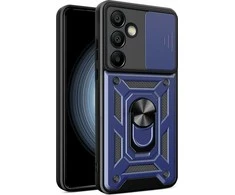 Hurtel Hybrid Armor Camshield su stoveliu ir kameros dangteliu Samsung Galaxy A56 – dėklas telefonui mėlynos spalvos