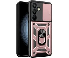Hurtel Hybrid Armor Camshield su stoveliu ir kameros dangteliu Samsung Galaxy A26 – dėklas telefonui rožinės spalvos