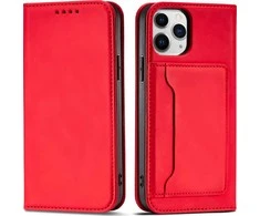 Hurtel Magnet Card dėklas skirtas iPhone 12 Pro Max, raudonas