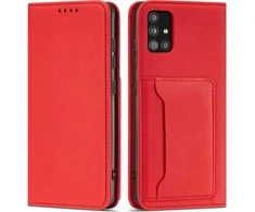 Hurtel Magnet Card dėklas skirtas Samsung Galaxy A13 5G, raudonas