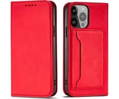 Dėklas Hurtel Magnet Card Samsung Galaxy S23 Plus atverčiamas su stoveliu red