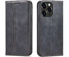 Hurtel Magnet Fancy dėklas telefonui Apple iPhone 14 Pro atverčiamas su stoveliu juodos spalvos