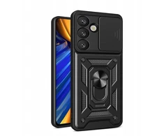 Hurtel Hybrid Armor Camshield dėklas su Stand and Camera dėklas skirtas Oppo F29 Pro 5G / A5 Pro 5G – juodos spalvos