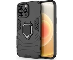 Hurtel Ring Armor dėklas telefonui Apple iPhone 14 Pro Max armored magnetic holder ring juodos spalvos