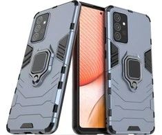 Dėklas Hurtel Ring Armor su stoveliu Tough Rugged Samsung Galaxy A72 4G mėlynos spalvos