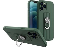 Hurtel Ring silikoninis dėklas skirtas Samsung Galaxy A42 5G, tamsiai žalias