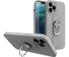 Hurtel Ring silikoninis dėklas skirtas Samsung Galaxy S21+ 5G (S21 Plus 5G), sidabrinis