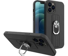 Hurtel Ring silikoninis dėklas skirtas Samsung Galaxy S22 + (S22 Plus), juodas