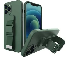 Hurtel Rope dėklas su dirželiu skirtas Xiaomi Redmi Note 10 5G / Poco M3 Pro, tamsiai žalias