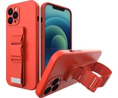 Hurtel Rope dėklas su dirželiu skirtas iPhone 12 Pro Max, raudonas
