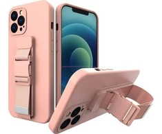 Hurtel Rope dėklas su dirželiu skirtas iPhone 12 Pro Max, rožinis