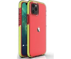 Hurtel Spring dėklas su spalvotu rėmeliu skirtas iPhone 13 mini, geltonas