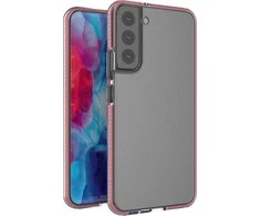 Hurtel Spring dėklas su spalvotu rėmeliu skirtas Samsung Galaxy S22 + (S22 Plus), šviesiai rožinis