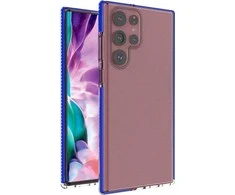 Hurtel Spring dėklas su spalvotu rėmeliu skirtas Samsung Galaxy S22 Ultra, tamsiai mėlynas