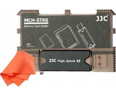 Atminties kortelės laikiklis - JJC MCH STK6GR 6 kortelių organizatorius su USB 3.0 skaitytuvu žalias