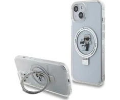 Karl Lagerfeld KLHMP15SHMRSKCH Apple iPhone 15/ 14 / 13 6.1″ baltos spalvos kietas dėklas Ring Stand Karl&Choupett