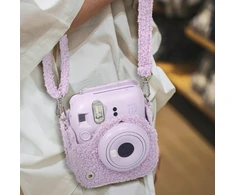 Dėklas LoveInstant Futerał Dėklas Dėklas Case Osłona Do Fujifilm Fuji Instax Mini 12 / Pluszowy Kotek / Violetinis