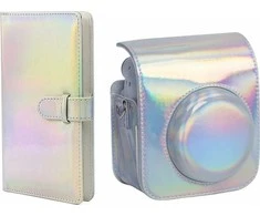 LoveInstant Dėklo viršelis, skirtas Fujifilm Instax Mini 12 + albumas 96 nuotraukoms / sidabrinė blykstė